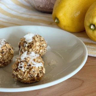lemon oatmeal no bake cookies on a plate